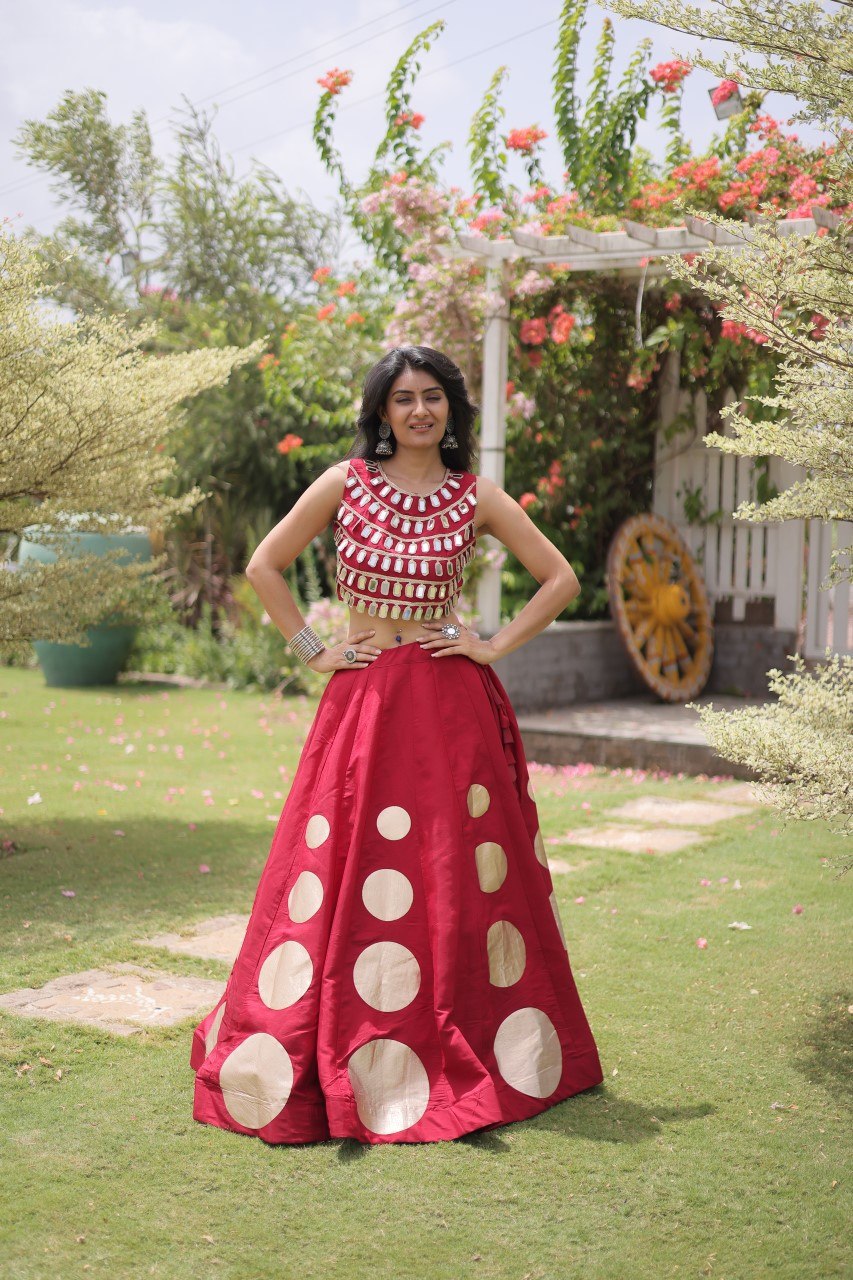 Navratri Mirror Work Lehenga Choli with Gota Pattern