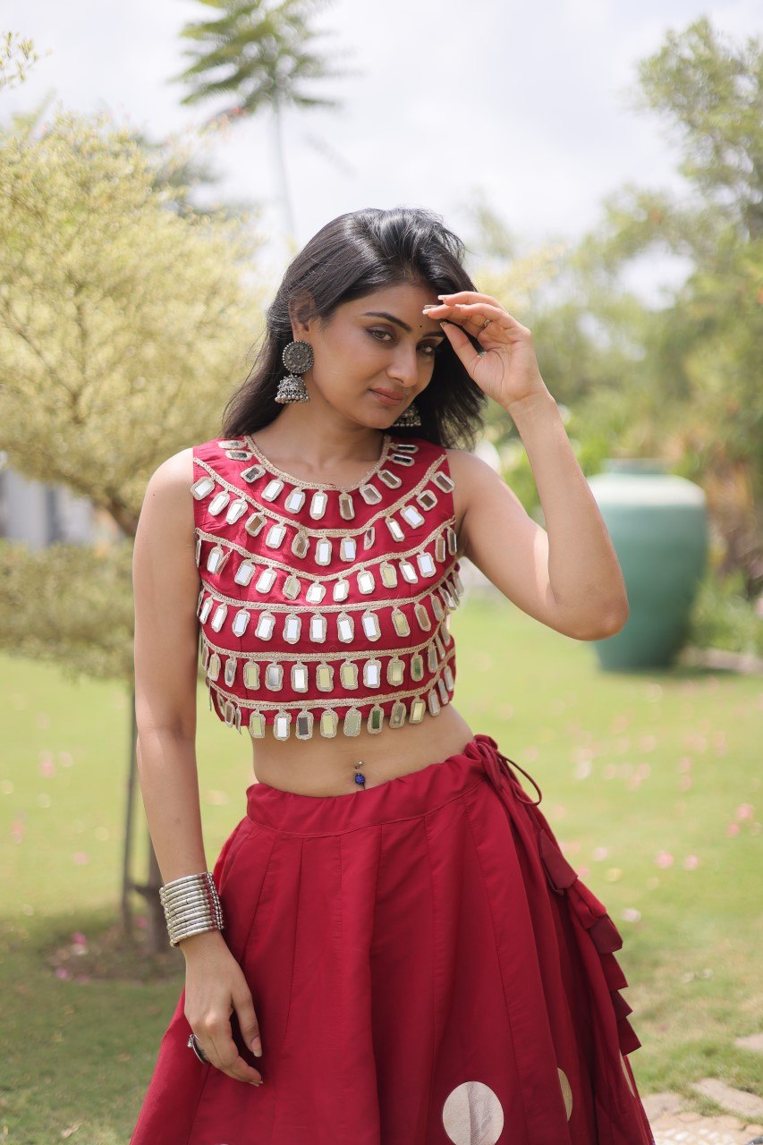 Navratri Mirror Work Lehenga Choli with Gota Pattern