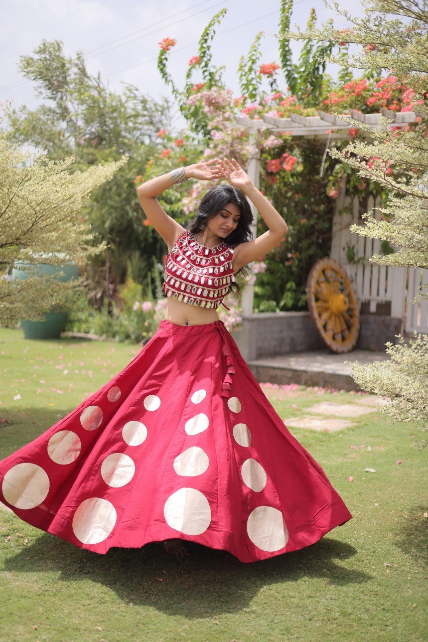 Navratri Mirror Work Lehenga Choli with Gota Pattern
