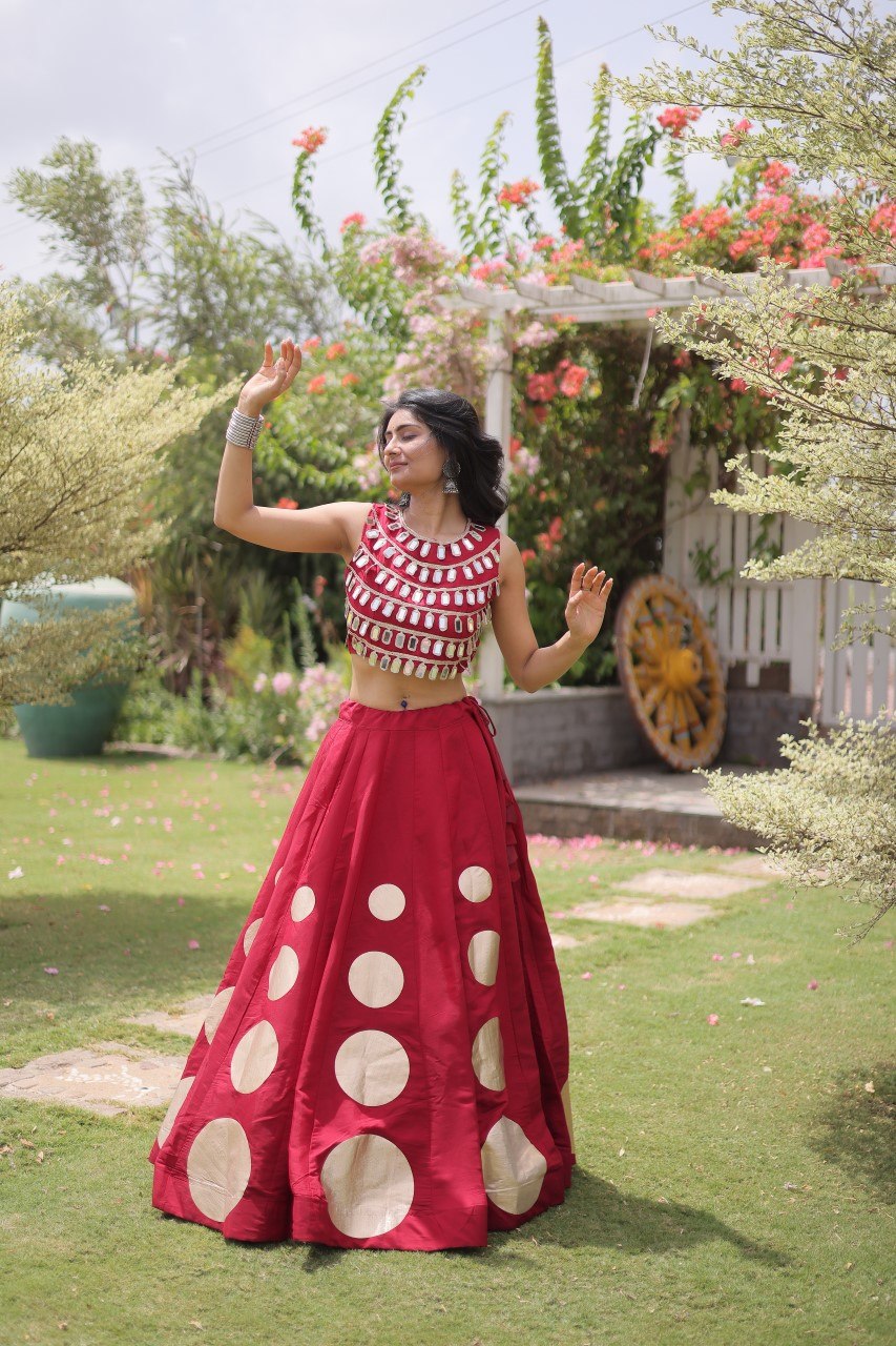 Navratri Mirror Work Lehenga Choli with Gota Pattern