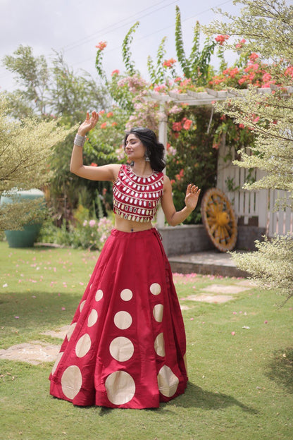 Navratri Mirror Work Lehenga Choli with Gota Pattern