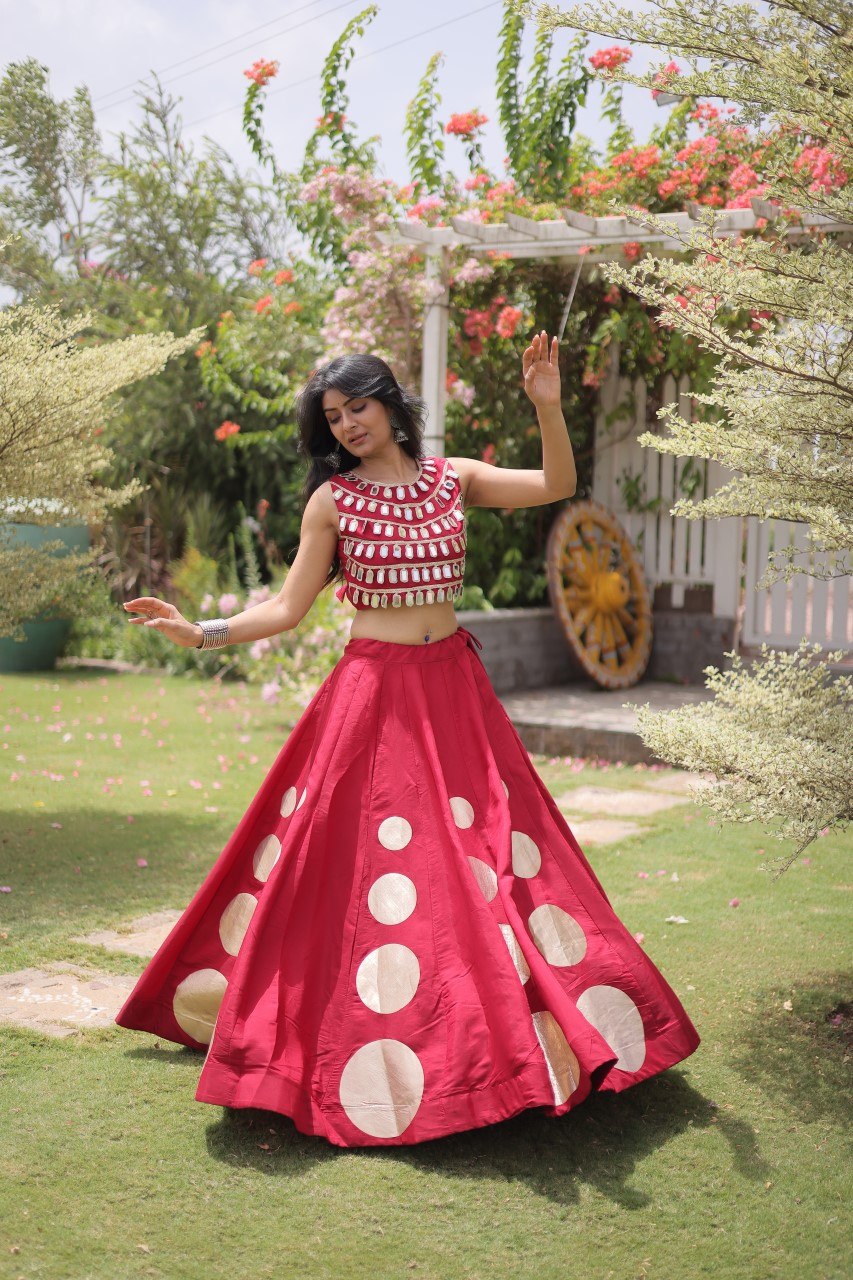 Navratri Mirror Work Lehenga Choli with Gota Pattern