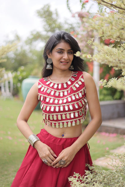 Navratri Mirror Work Lehenga Choli with Gota Pattern