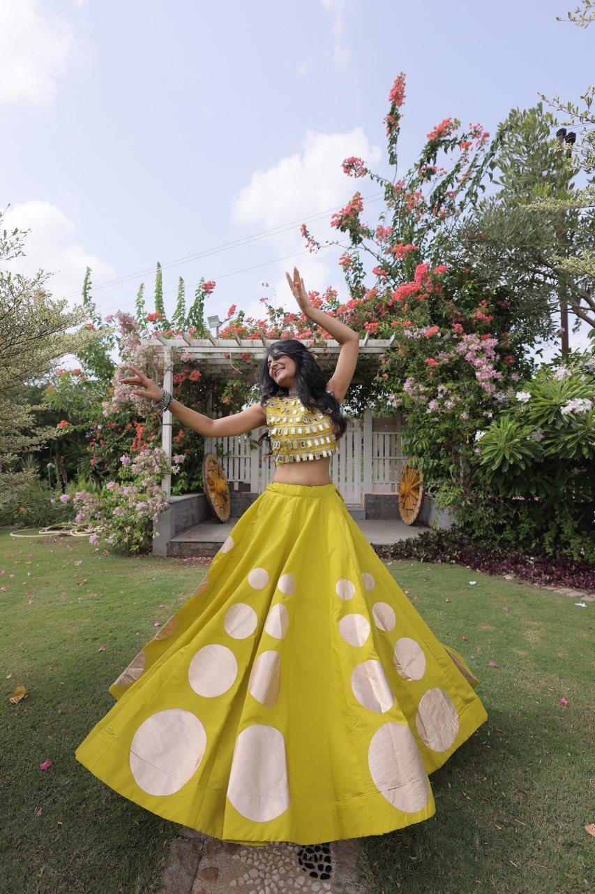 Navratri Mirror Work Lehenga Choli with Gota Pattern
