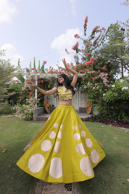 Navratri Mirror Work Lehenga Choli with Gota Pattern
