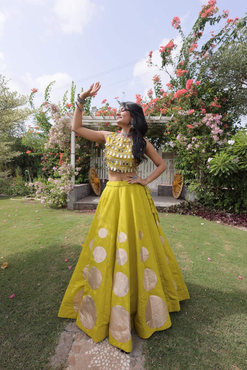 Navratri Mirror Work Lehenga Choli with Gota Pattern