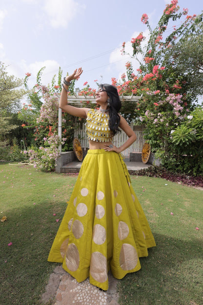 Navratri Mirror Work Lehenga Choli with Gota Pattern