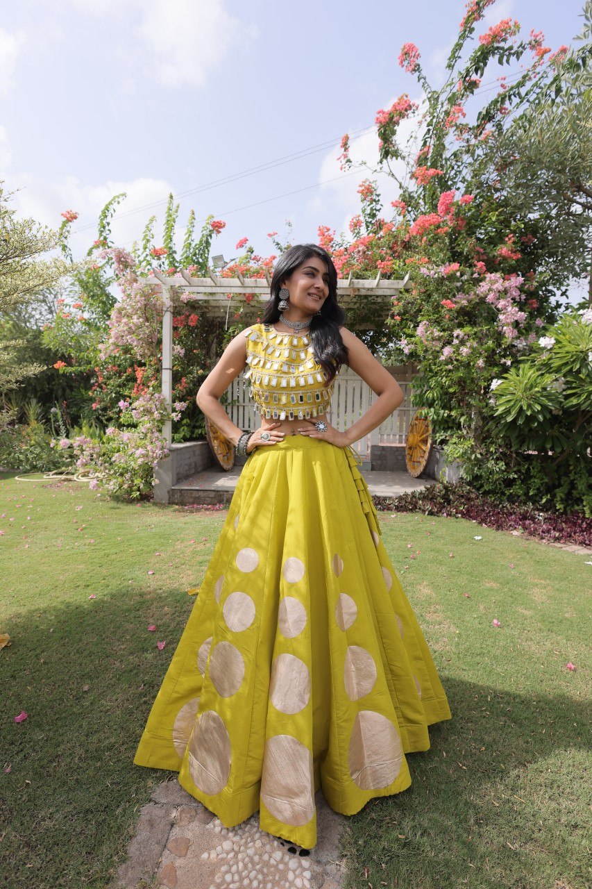 Navratri Mirror Work Lehenga Choli with Gota Pattern