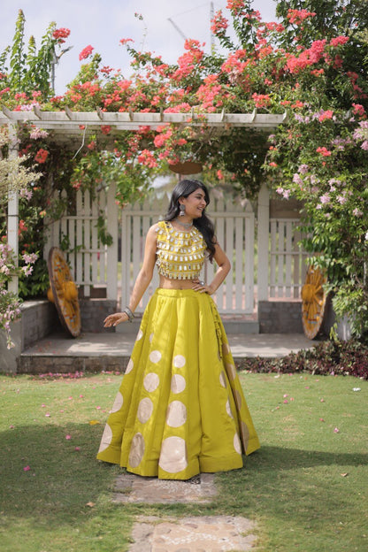Navratri Mirror Work Lehenga Choli with Gota Pattern