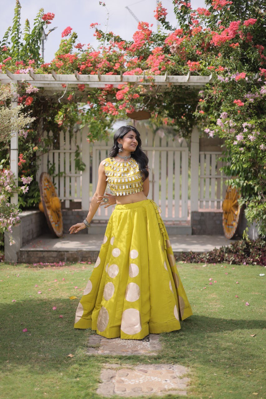 Navratri Mirror Work Lehenga Choli with Gota Pattern