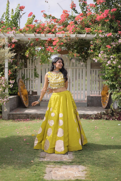Navratri Mirror Work Lehenga Choli with Gota Pattern