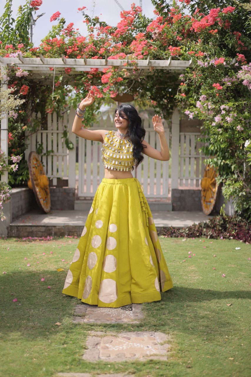 Navratri Mirror Work Lehenga Choli with Gota Pattern