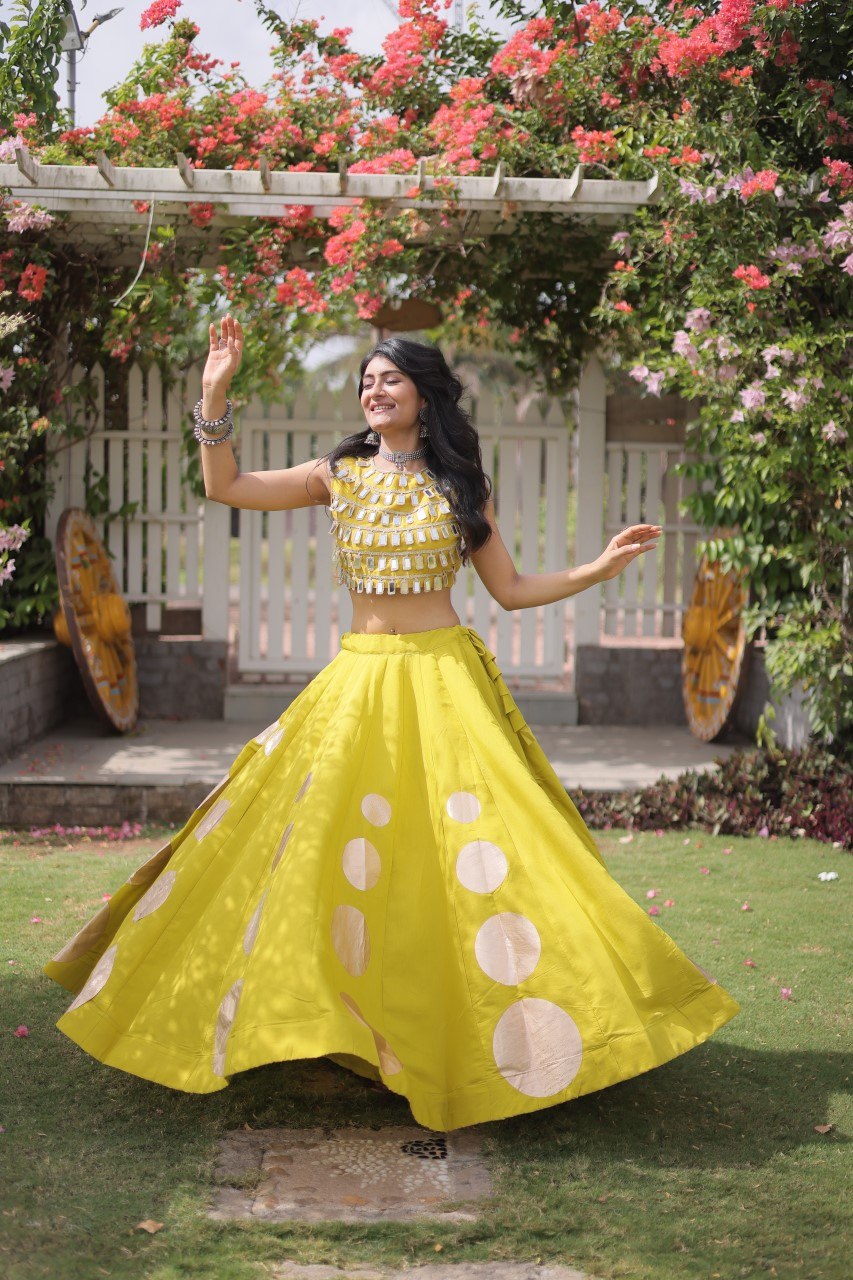 Navratri Mirror Work Lehenga Choli with Gota Pattern