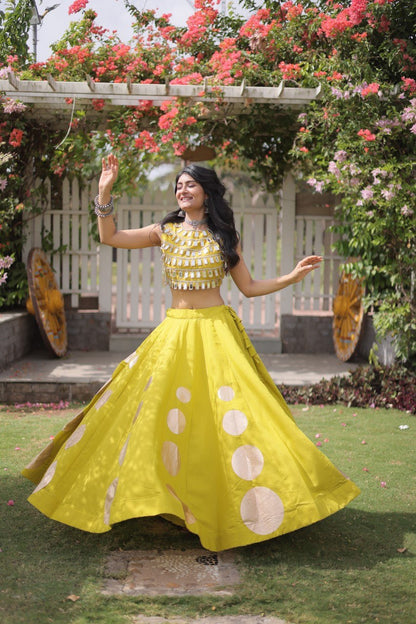 Navratri Mirror Work Lehenga Choli with Gota Pattern