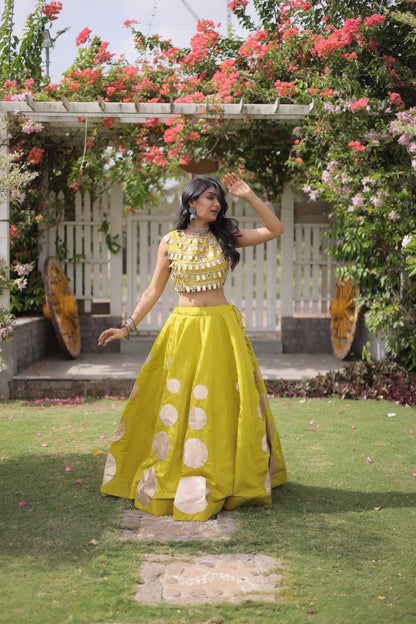 Navratri Mirror Work Lehenga Choli with Gota Pattern