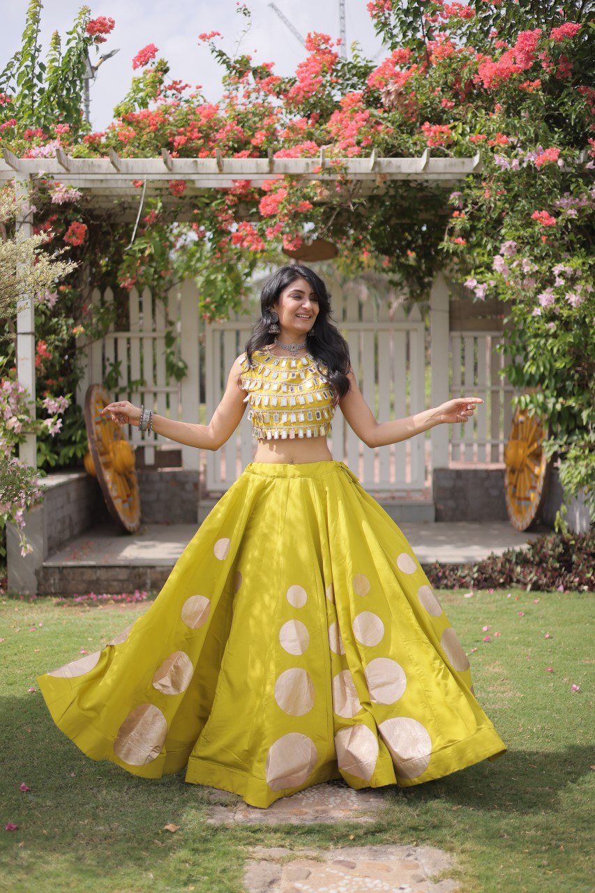 Navratri Mirror Work Lehenga Choli with Gota Pattern