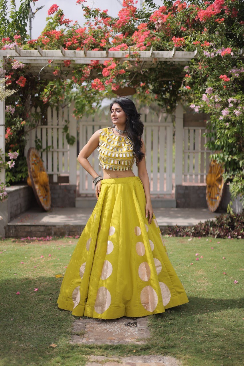 Navratri Mirror Work Lehenga Choli with Gota Pattern