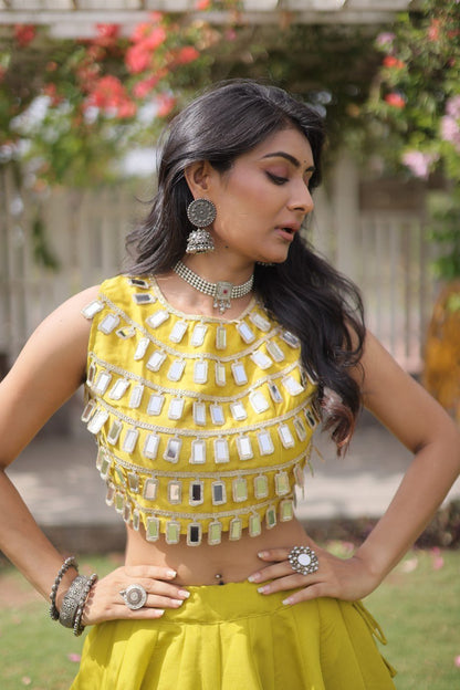 Navratri Mirror Work Lehenga Choli with Gota Pattern