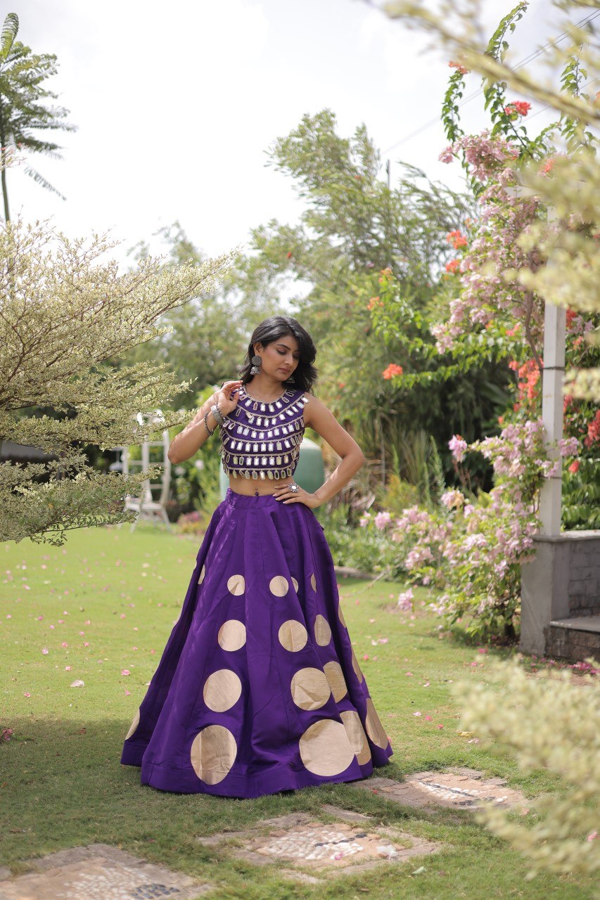 Navratri Mirror Work Lehenga Choli with Gota Pattern