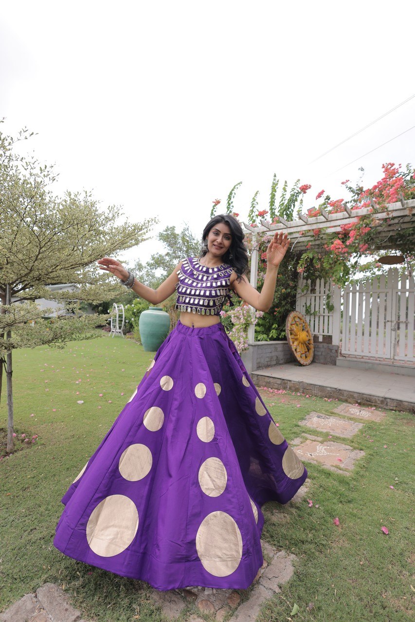 Navratri Mirror Work Lehenga Choli with Gota Pattern