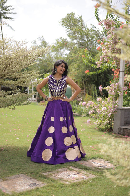 Navratri Mirror Work Lehenga Choli with Gota Pattern