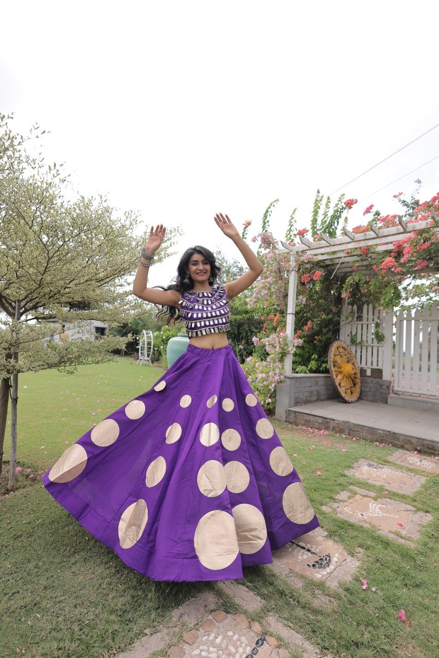 Navratri Mirror Work Lehenga Choli with Gota Pattern