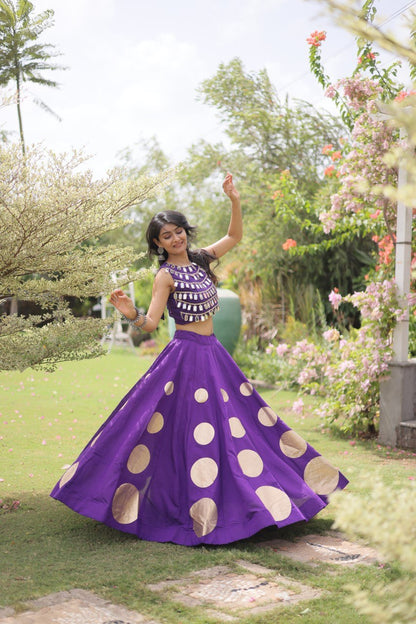 Navratri Mirror Work Lehenga Choli with Gota Pattern