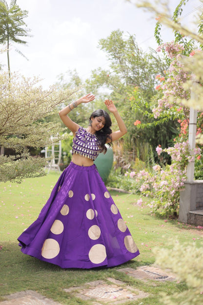 Navratri Mirror Work Lehenga Choli with Gota Pattern