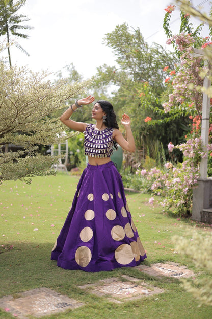 Navratri Mirror Work Lehenga Choli with Gota Pattern