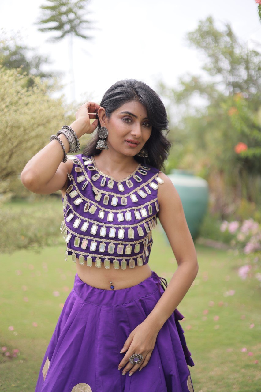 Navratri Mirror Work Lehenga Choli with Gota Pattern