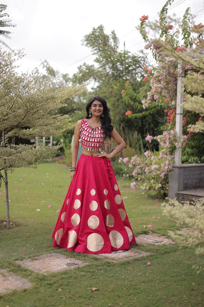 Navratri Mirror Work Lehenga Choli with Gota Pattern