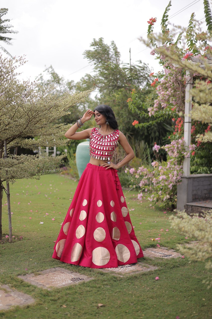 Navratri Mirror Work Lehenga Choli with Gota Pattern
