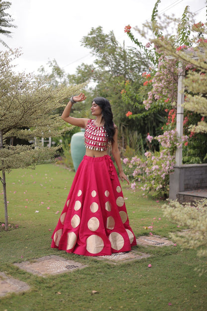 Navratri Mirror Work Lehenga Choli with Gota Pattern