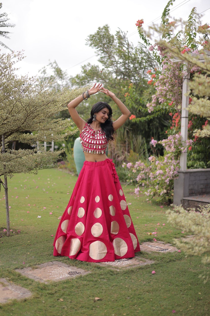 Navratri Mirror Work Lehenga Choli with Gota Pattern