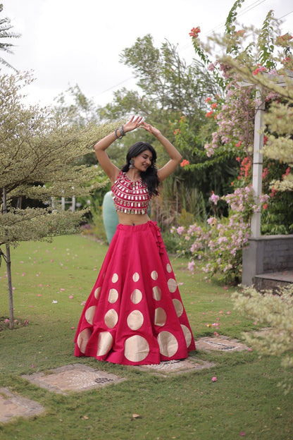 Navratri Mirror Work Lehenga Choli with Gota Pattern