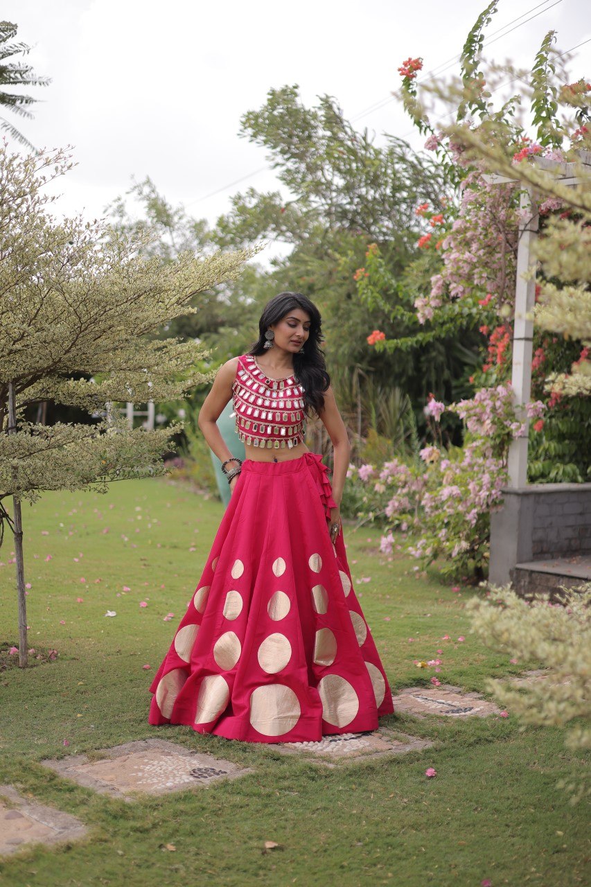 Navratri Mirror Work Lehenga Choli with Gota Pattern