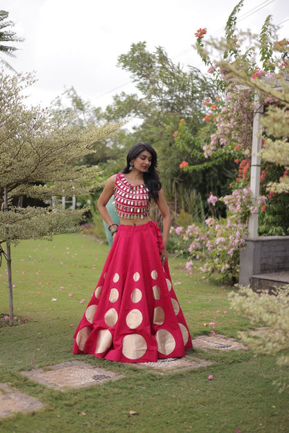 Navratri Mirror Work Lehenga Choli with Gota Pattern