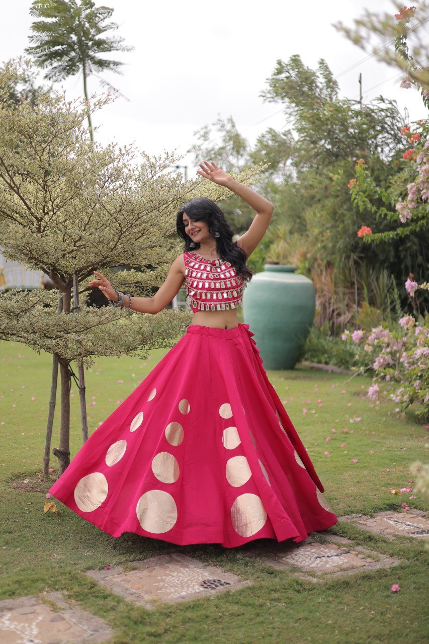 Navratri Mirror Work Lehenga Choli with Gota Pattern