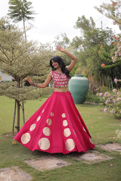Navratri Mirror Work Lehenga Choli with Gota Pattern