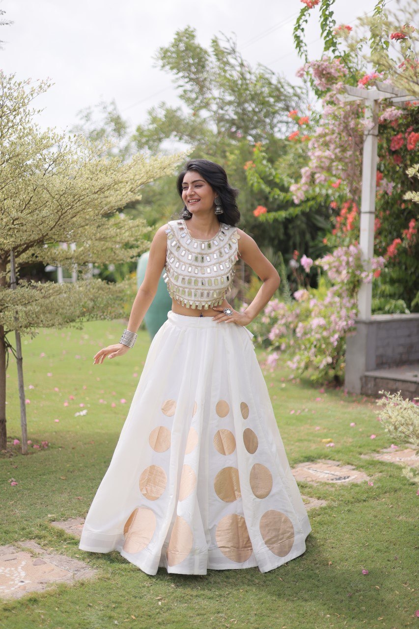 Navratri Mirror Work Lehenga Choli with Gota Pattern