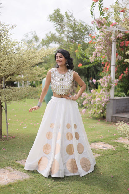Navratri Mirror Work Lehenga Choli with Gota Pattern