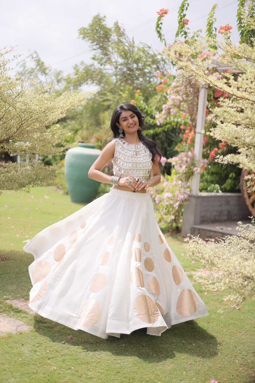 Navratri Mirror Work Lehenga Choli with Gota Pattern