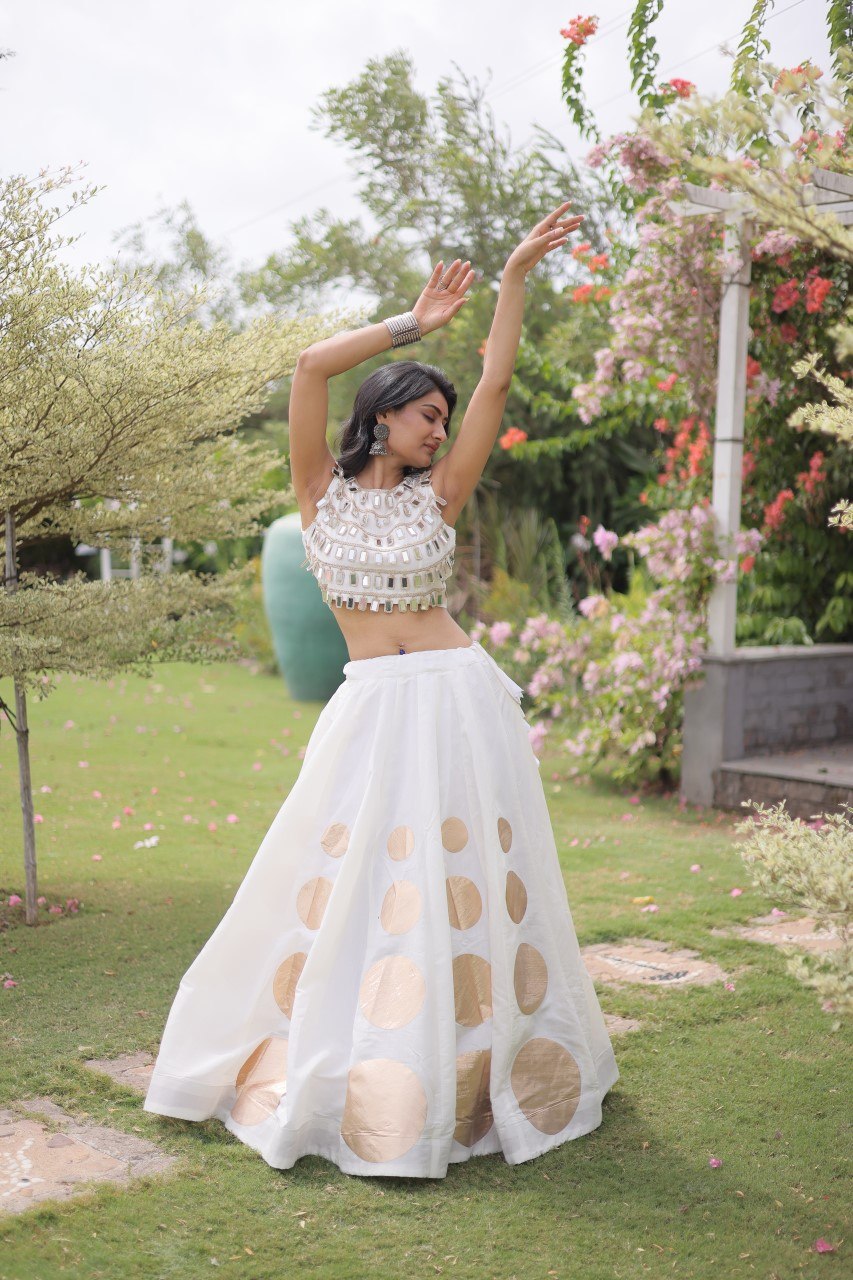 Navratri Mirror Work Lehenga Choli with Gota Pattern