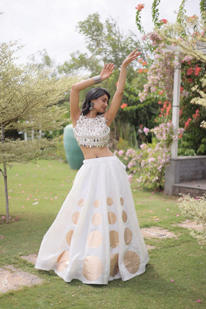 Navratri Mirror Work Lehenga Choli with Gota Pattern