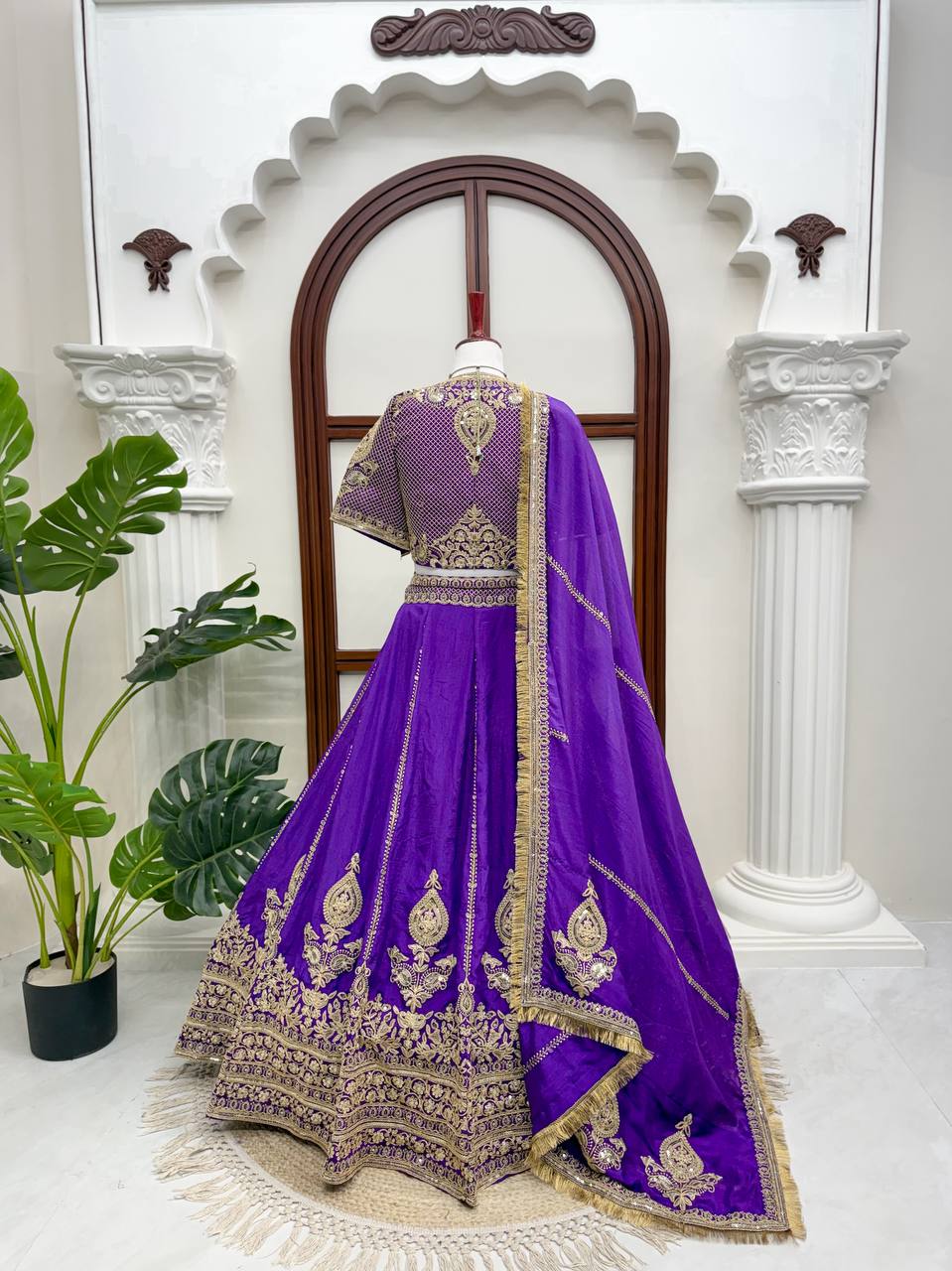 Royal Violet Vichitra Silk Lehenga Choli for Women