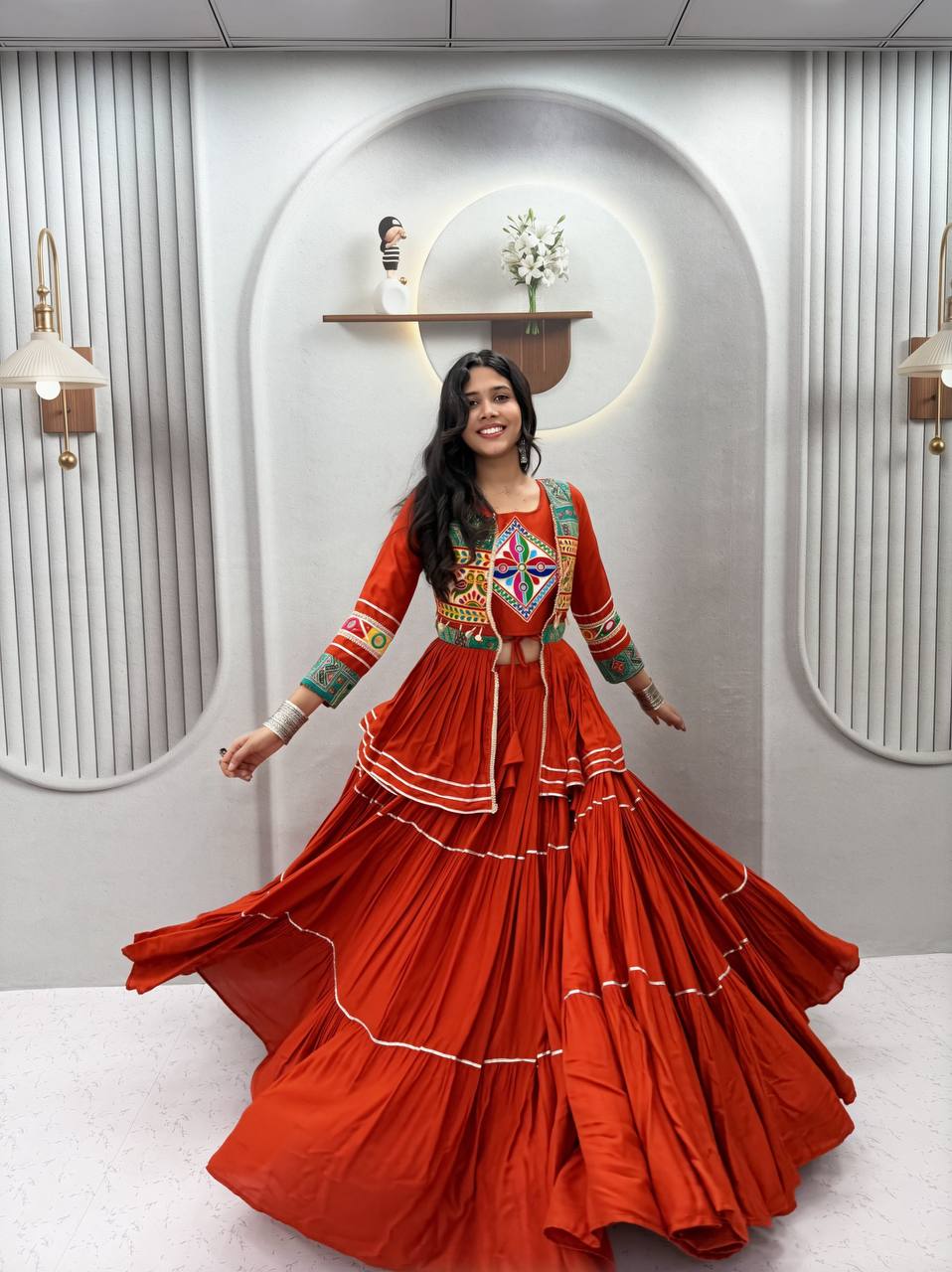 Navratri Special Gamthi Work Lehenga Choli for Garba