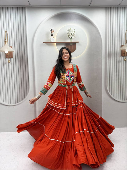 Navratri Special Gamthi Work Lehenga Choli for Garba