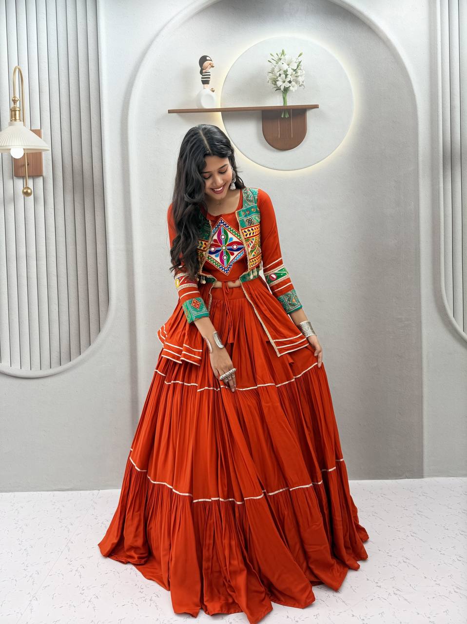 Navratri Special Gamthi Work Lehenga Choli for Garba