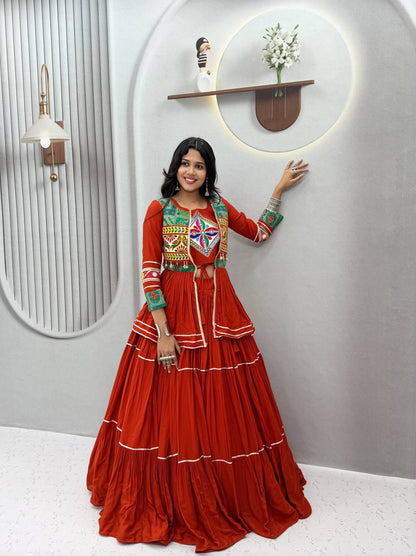 Navratri Special Gamthi Work Lehenga Choli for Garba