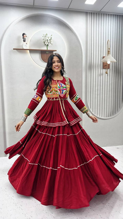 Navratri Special Gamthi Work Lehenga Choli for Garba